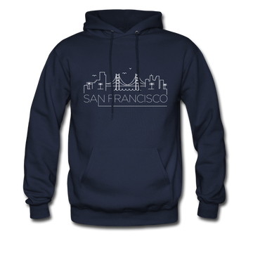 San Francisco, California Hoodie - Skyline San Francisco Crewneck Hooded Sweatshirt - navy