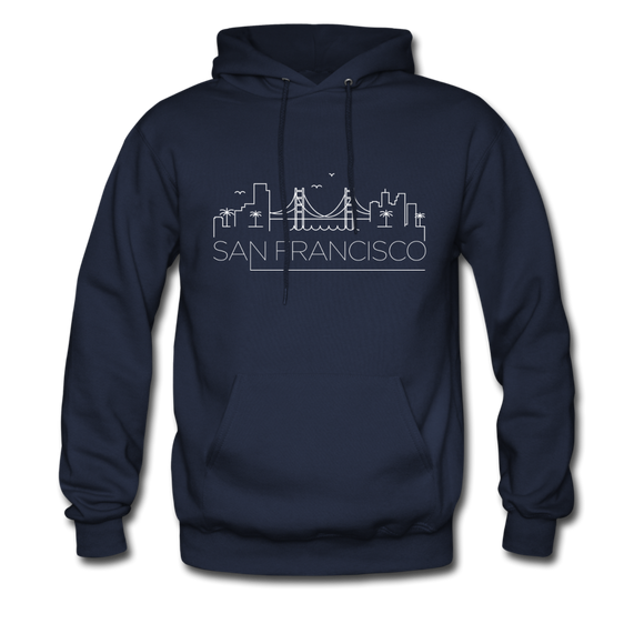 San Francisco, California Hoodie - Skyline San Francisco Crewneck Hooded Sweatshirt - navy