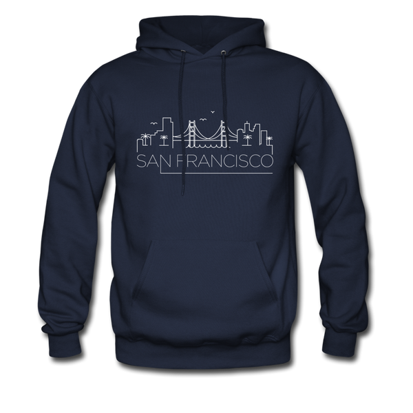 San Francisco, California Hoodie - Skyline San Francisco Crewneck Hooded Sweatshirt - navy