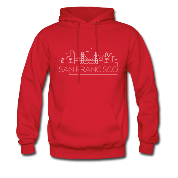 San Francisco, California Hoodie - Skyline San Francisco Crewneck Hooded Sweatshirt - red