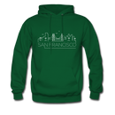 San Francisco, California Hoodie - Skyline San Francisco Crewneck Hooded Sweatshirt - forest green