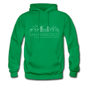 San Francisco, California Hoodie - Skyline San Francisco Crewneck Hooded Sweatshirt - kelly green