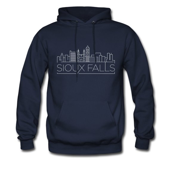 Sioux Falls, South Dakota Hoodie - Skyline Sioux Falls Crewneck Hooded Sweatshirt - navy