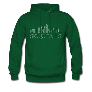Sioux Falls, South Dakota Hoodie - Skyline Sioux Falls Crewneck Hooded Sweatshirt - forest green