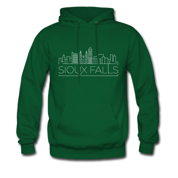 Sioux Falls, South Dakota Hoodie - Skyline Sioux Falls Crewneck Hooded Sweatshirt - forest green
