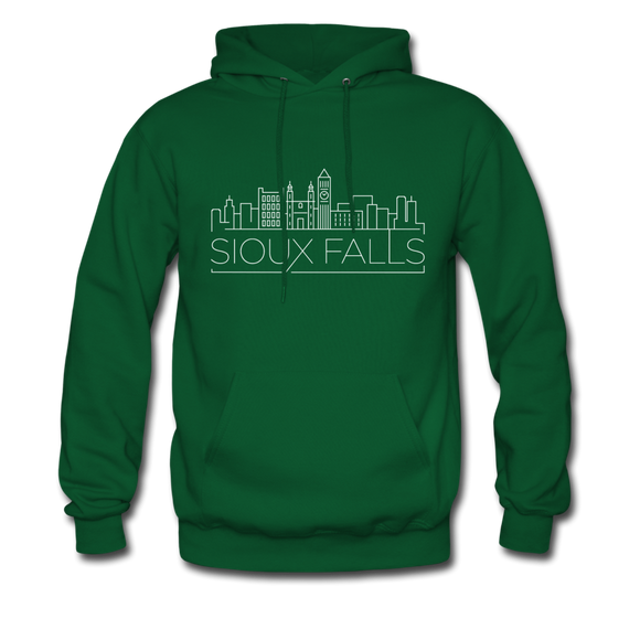 Sioux Falls, South Dakota Hoodie - Skyline Sioux Falls Crewneck Hooded Sweatshirt - forest green