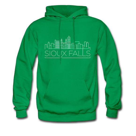 Sioux Falls, South Dakota Hoodie - Skyline Sioux Falls Crewneck Hooded Sweatshirt - kelly green