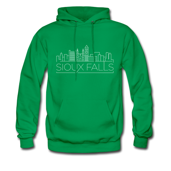Sioux Falls, South Dakota Hoodie - Skyline Sioux Falls Crewneck Hooded Sweatshirt - kelly green