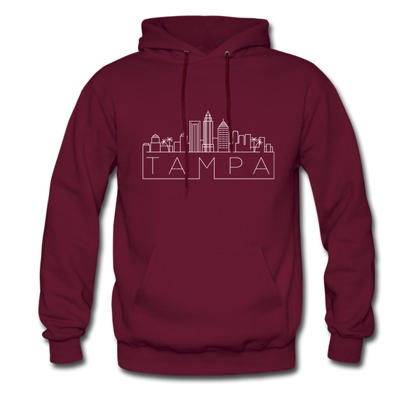 Tampa, Florida Hoodie - Skyline Tampa Crewneck Hooded Sweatshirt - burgundy