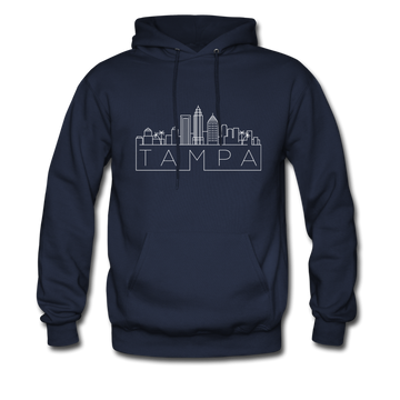 Tampa, Florida Hoodie - Skyline Tampa Crewneck Hooded Sweatshirt - navy