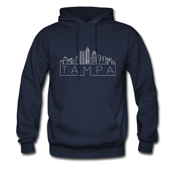 Tampa, Florida Hoodie - Skyline Tampa Crewneck Hooded Sweatshirt - navy