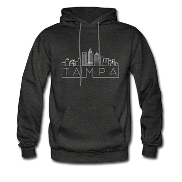 Tampa, Florida Hoodie - Skyline Tampa Crewneck Hooded Sweatshirt - charcoal gray