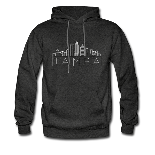 Tampa, Florida Hoodie - Skyline Tampa Crewneck Hooded Sweatshirt - charcoal gray