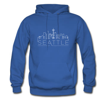 Seattle, Washington Hoodie - Skyline Seattle Crewneck Hooded Sweatshirt - royal blue