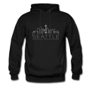 Seattle, Washington Hoodie - Skyline Seattle Crewneck Hooded Sweatshirt - black