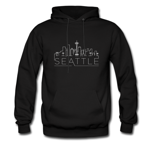 Seattle, Washington Hoodie - Skyline Seattle Crewneck Hooded Sweatshirt - black