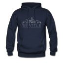 Seattle, Washington Hoodie - Skyline Seattle Crewneck Hooded Sweatshirt - navy