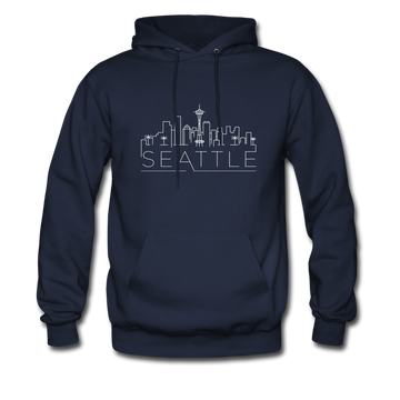 Seattle, Washington Hoodie - Skyline Seattle Crewneck Hooded Sweatshirt - navy