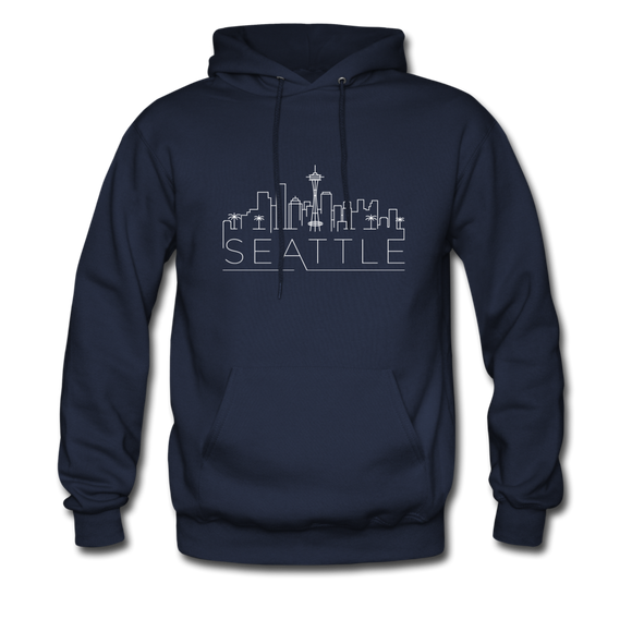 Seattle, Washington Hoodie - Skyline Seattle Crewneck Hooded Sweatshirt - navy