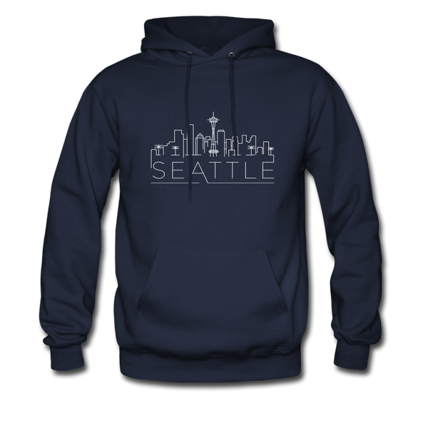 Seattle, Washington Hoodie - Skyline Seattle Crewneck Hooded Sweatshirt - navy