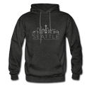Seattle, Washington Hoodie - Skyline Seattle Crewneck Hooded Sweatshirt - charcoal gray