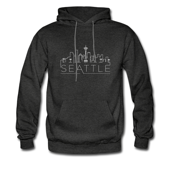 Seattle, Washington Hoodie - Skyline Seattle Crewneck Hooded Sweatshirt - charcoal gray