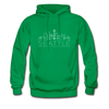 Seattle, Washington Hoodie - Skyline Seattle Crewneck Hooded Sweatshirt - kelly green