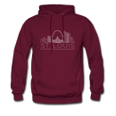 St. Louis, Missouri Hoodie - Skyline St. Louis Crewneck Hooded Sweatshirt - burgundy