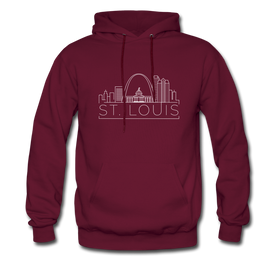 St. Louis, Missouri Hoodie - Skyline St. Louis Crewneck Hooded Sweatshirt - burgundy