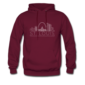 St. Louis, Missouri Hoodie - Skyline St. Louis Crewneck Hooded Sweatshirt - burgundy