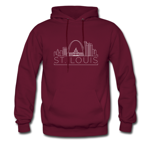 St. Louis, Missouri Hoodie - Skyline St. Louis Crewneck Hooded Sweatshirt - burgundy