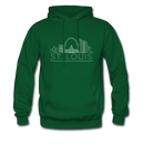 St. Louis, Missouri Hoodie - Skyline St. Louis Crewneck Hooded Sweatshirt - forest green