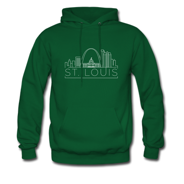 St. Louis, Missouri Hoodie - Skyline St. Louis Crewneck Hooded Sweatshirt - forest green