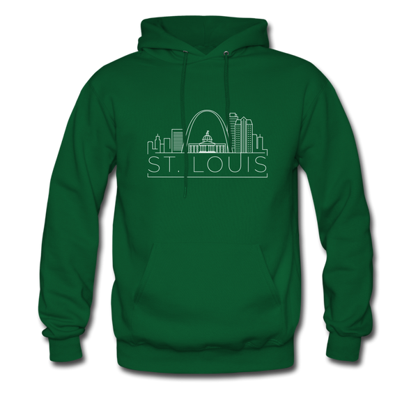 St. Louis, Missouri Hoodie - Skyline St. Louis Crewneck Hooded Sweatshirt - forest green