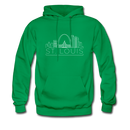 St. Louis, Missouri Hoodie - Skyline St. Louis Crewneck Hooded Sweatshirt - kelly green