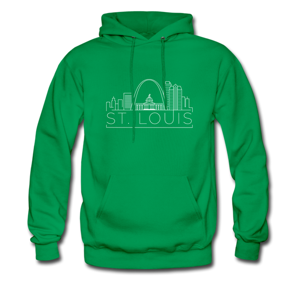 St. Louis, Missouri Hoodie - Skyline St. Louis Crewneck Hooded Sweatshirt - kelly green