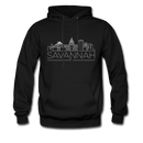 Savannah, California Hoodie - Skyline Savannah Crewneck Hooded Sweatshirt - black