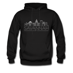 Savannah, California Hoodie - Skyline Savannah Crewneck Hooded Sweatshirt - black