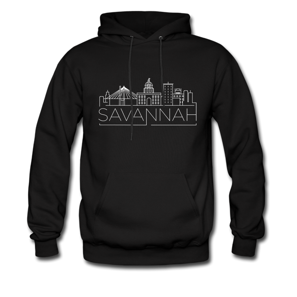Savannah, California Hoodie - Skyline Savannah Crewneck Hooded Sweatshirt - black