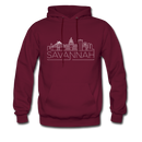 Savannah, California Hoodie - Skyline Savannah Crewneck Hooded Sweatshirt - burgundy