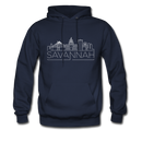 Savannah, California Hoodie - Skyline Savannah Crewneck Hooded Sweatshirt - navy