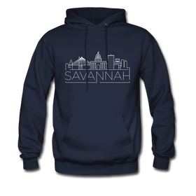 Savannah, California Hoodie - Skyline Savannah Crewneck Hooded Sweatshirt - navy