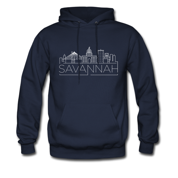 Savannah, California Hoodie - Skyline Savannah Crewneck Hooded Sweatshirt - navy