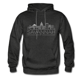 Savannah, California Hoodie - Skyline Savannah Crewneck Hooded Sweatshirt - charcoal gray