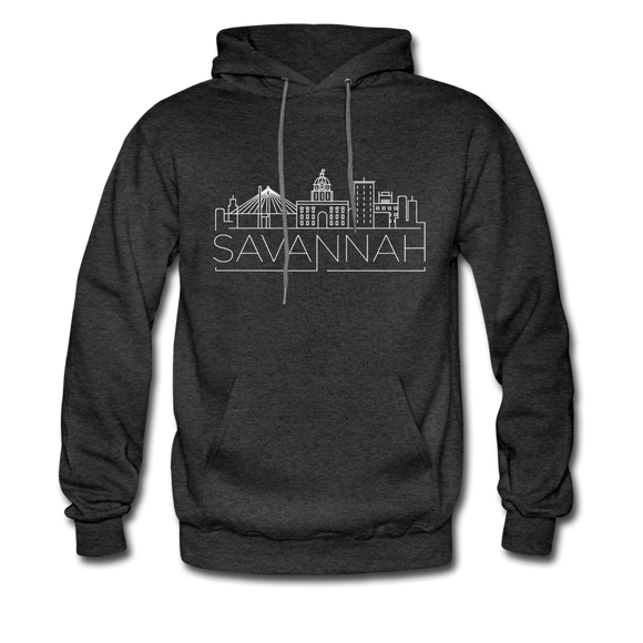 Savannah, California Hoodie - Skyline Savannah Crewneck Hooded Sweatshirt - charcoal gray