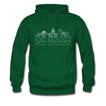 Savannah, California Hoodie - Skyline Savannah Crewneck Hooded Sweatshirt - forest green