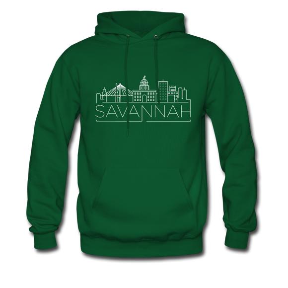 Savannah, California Hoodie - Skyline Savannah Crewneck Hooded Sweatshirt - forest green