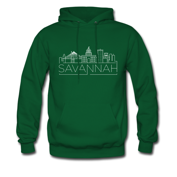 Savannah, California Hoodie - Skyline Savannah Crewneck Hooded Sweatshirt - forest green