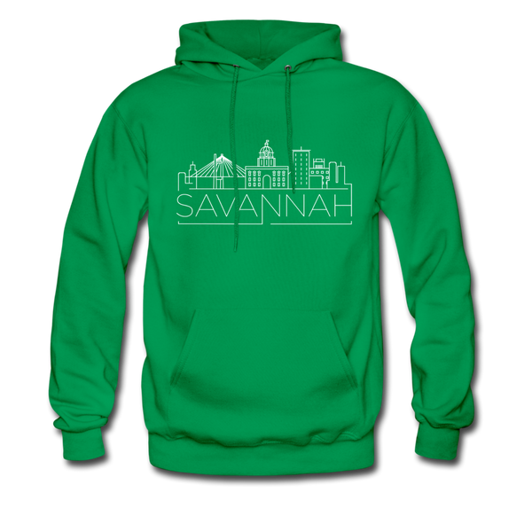 Savannah, California Hoodie - Skyline Savannah Crewneck Hooded Sweatshirt - kelly green