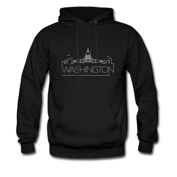 Washington DC Hoodie - Skyline Washington DC Crewneck Hooded Sweatshirt - black